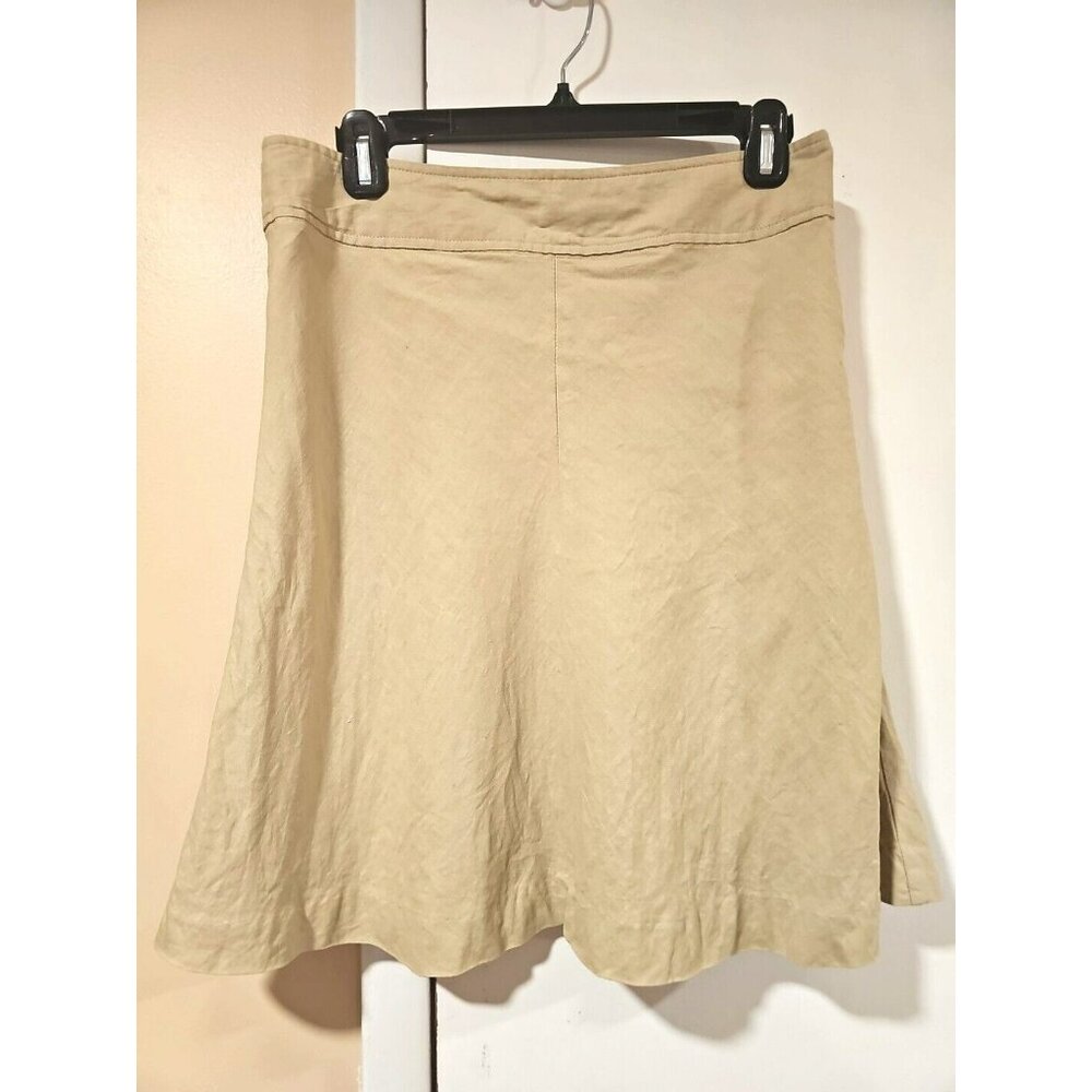 Merona 100% Linen Skirt Women's Sz 4 Khaki Lined Office Business Career